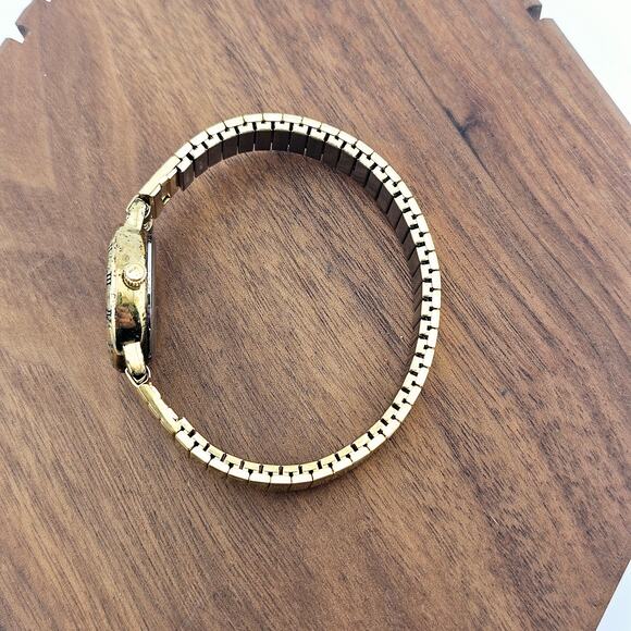 Fossil Women's Gold Tone Roman Numeral Bezel Watch SC-5494 Stretch Band Bold - Picture 4 of 6